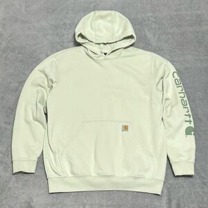 Carhartt K288 Hoodie Men L Mint Green Loose Fit Logo Sleeve Pullover Work Casual